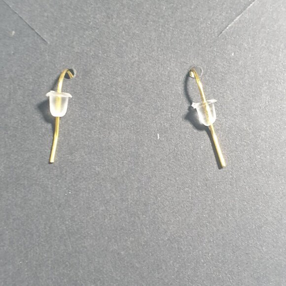 Handmade By Donovan Gold Tone Peach Dangle Earrings 3 Inch Hook Heart Bead Gift - Picture 4 of 4